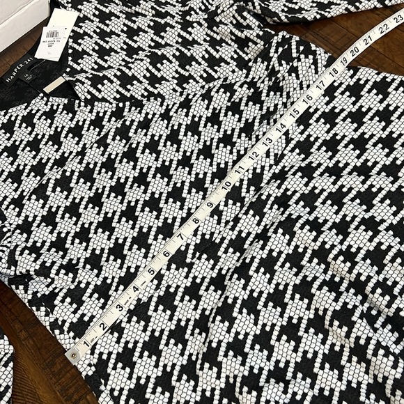 Harper 241 Dress black white geo houndstooth faux wrap midi size 16 NWT - Picture 12 of 15